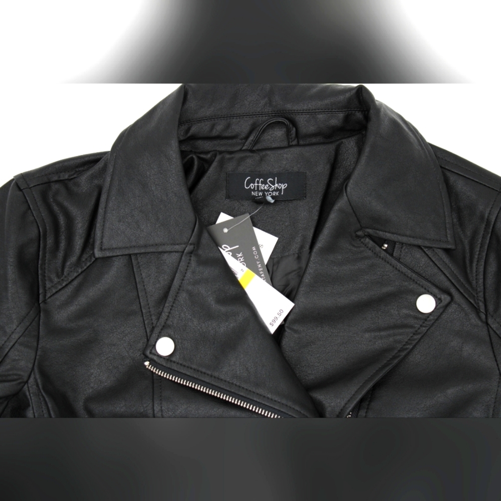 Juniors Black Faux Leather Jacket (S-L NWT) - Picture 3 of 10